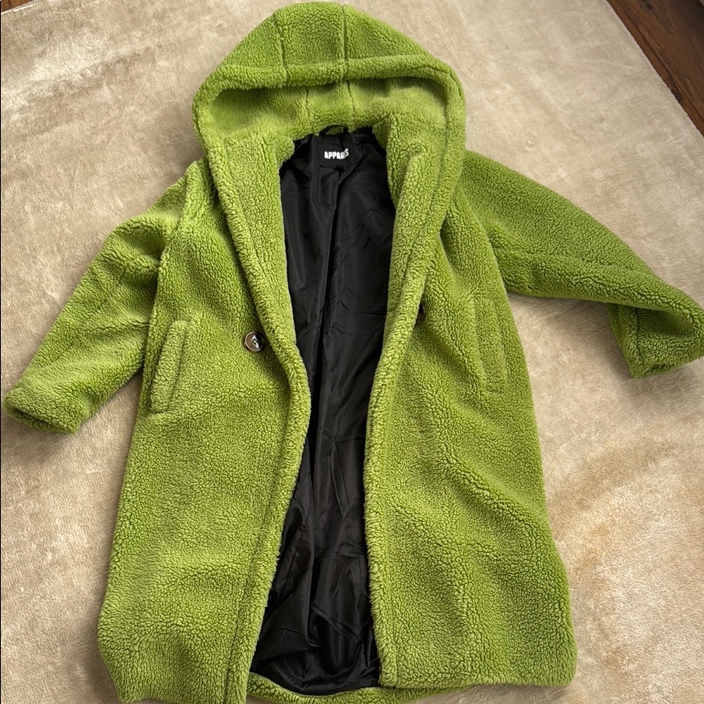 Apparis Lime Green Faux Fur Coat